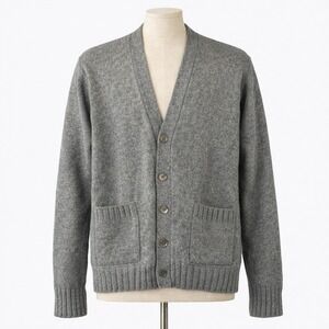 Vtg Puritan Aquamatic Wool Grey Button Cardigan Sweater Men L USA Grandpa Preppy